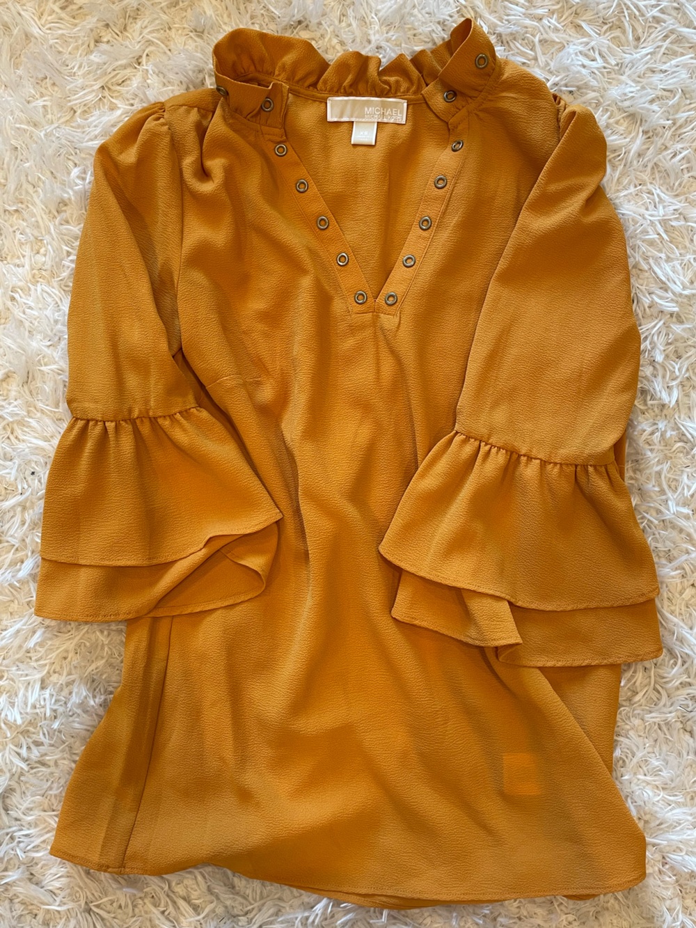 Michael Kors Mustard Yellow Ruffle Sleeve Blouse
